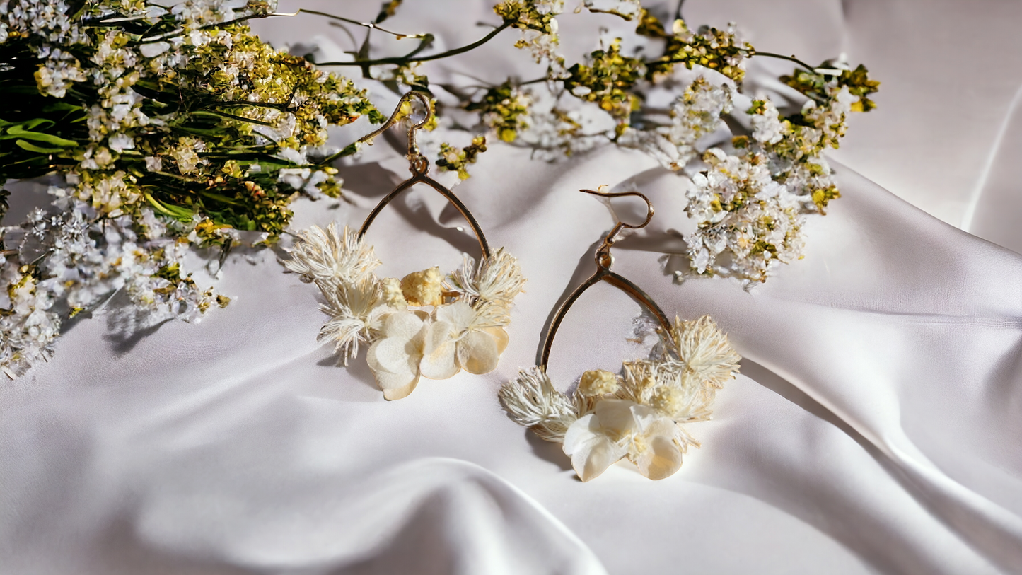 Boucles d'oreilles fleurs séchées